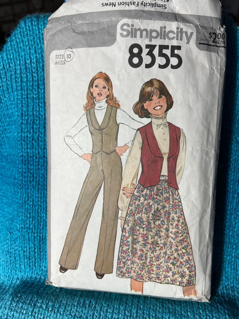 Simplicity 83 55 Sewing pattern vest wide leg pants A line skirt 1970s size 10